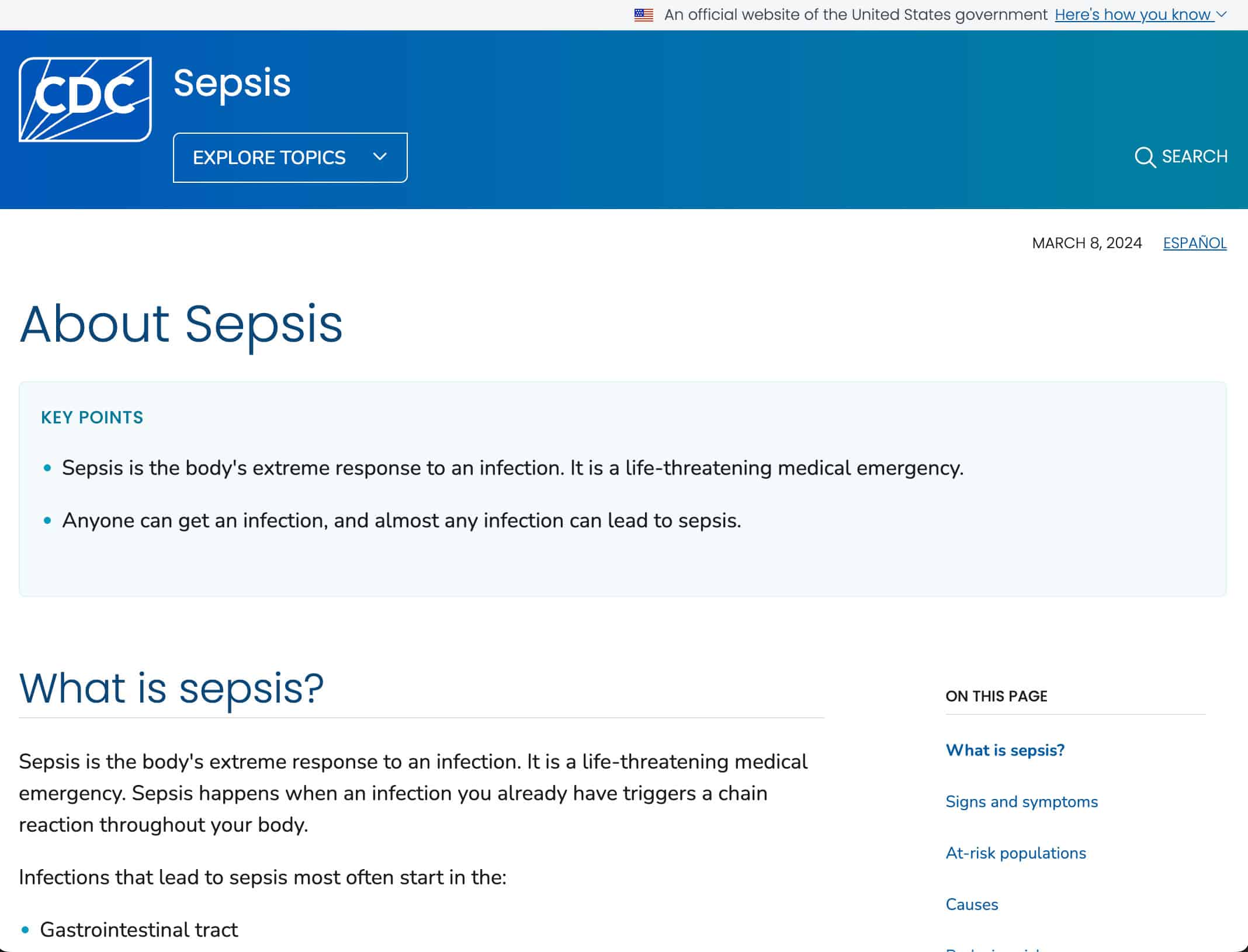 CDC Sepsis